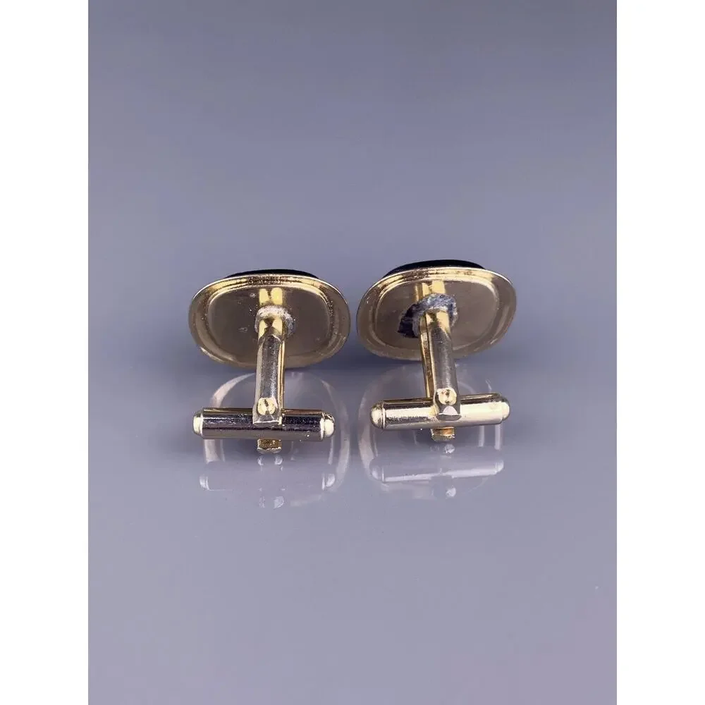Brown Copper Lucite Seashell Cufflinks Gold Tone Rays Shell Lines Vintage